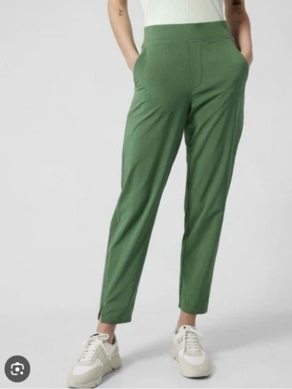 Athleta Brooklyn Ankle Pants Sz 14T Tall Green Joggers Lightweight Casual Travel